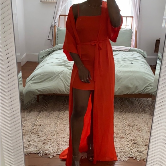 Halston Heritage Orange Kimono Gown Size 2 - Picture 8 of 8